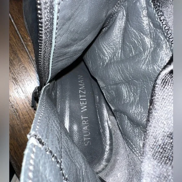 Stuart Weitzman Black Suede Over The Knee OTK Boots Block Heel Lug Sole Side Zip - Picture 9 of 10